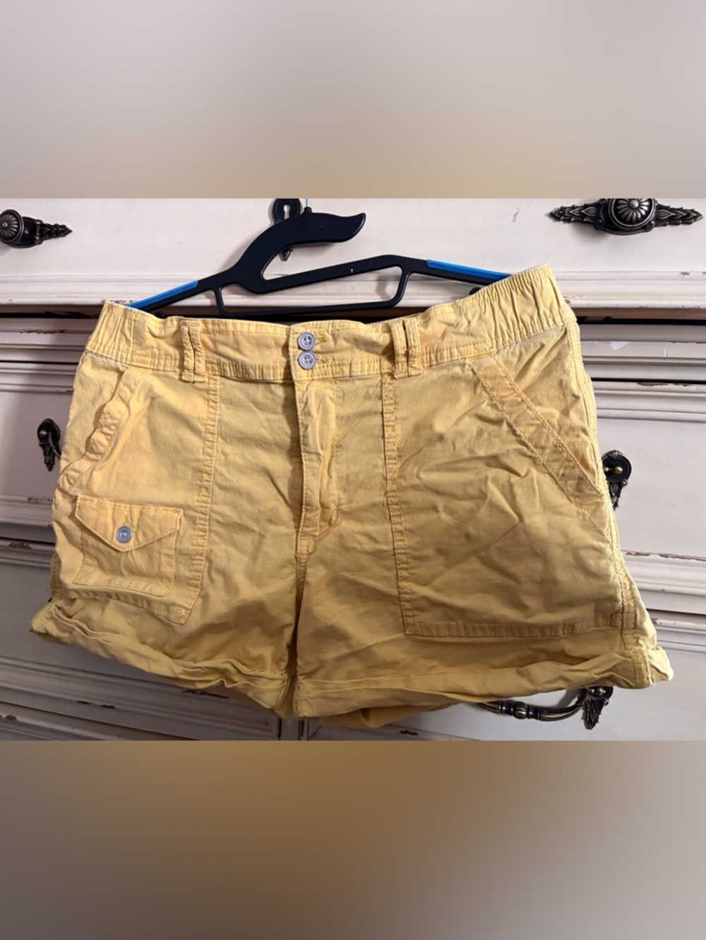Time and Tru Yellow Cargo Shorts for Women